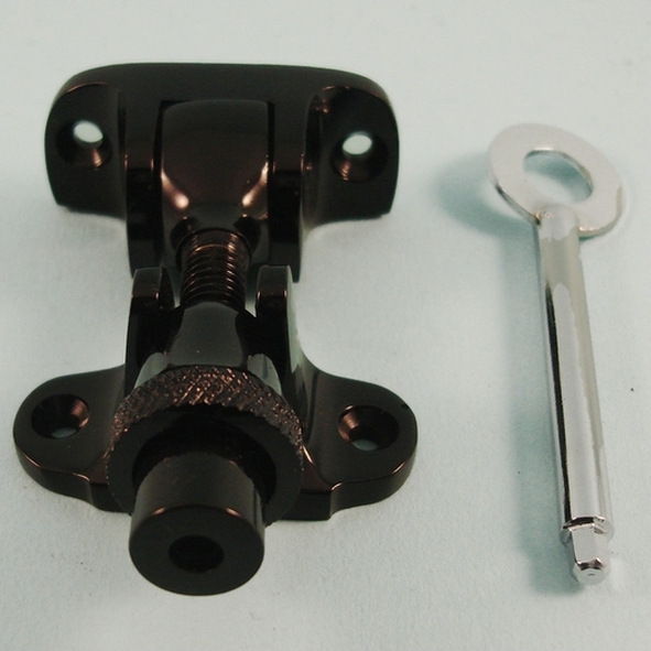 THD107L/BLP • Locking • Black Polished • Locking London Style Brighton Pattern Sash Fastener